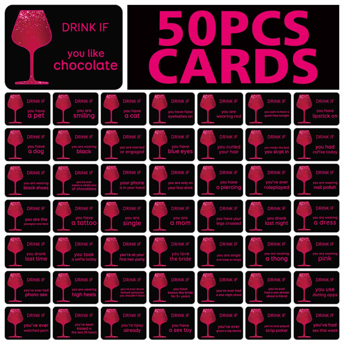 Party Games Bridal Shower - 50 cartes de jeu pour fête