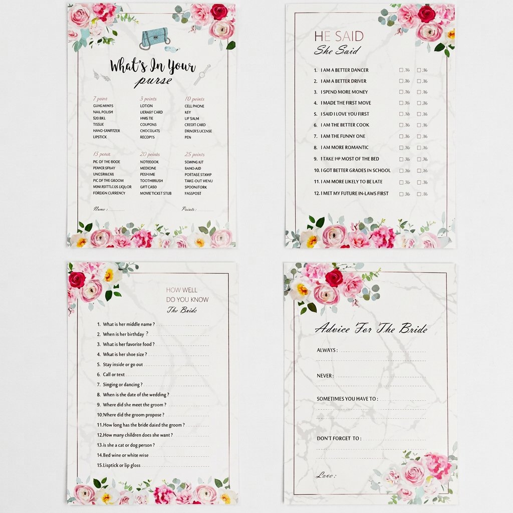 Ensemble de cartes de jeux pou - Party Games Bridal Shower avis et prix
