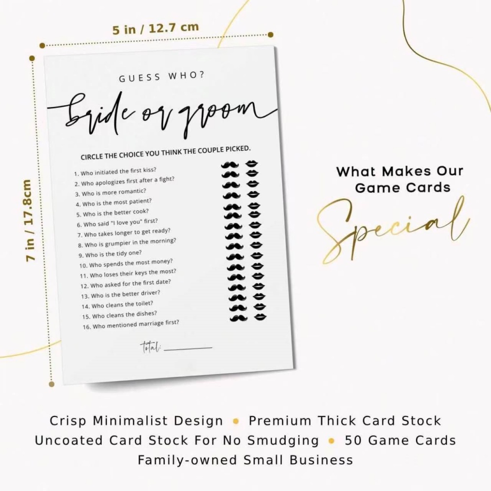 20 cartes de jeu de mariage am - Party Games Bridal Shower avis et prix